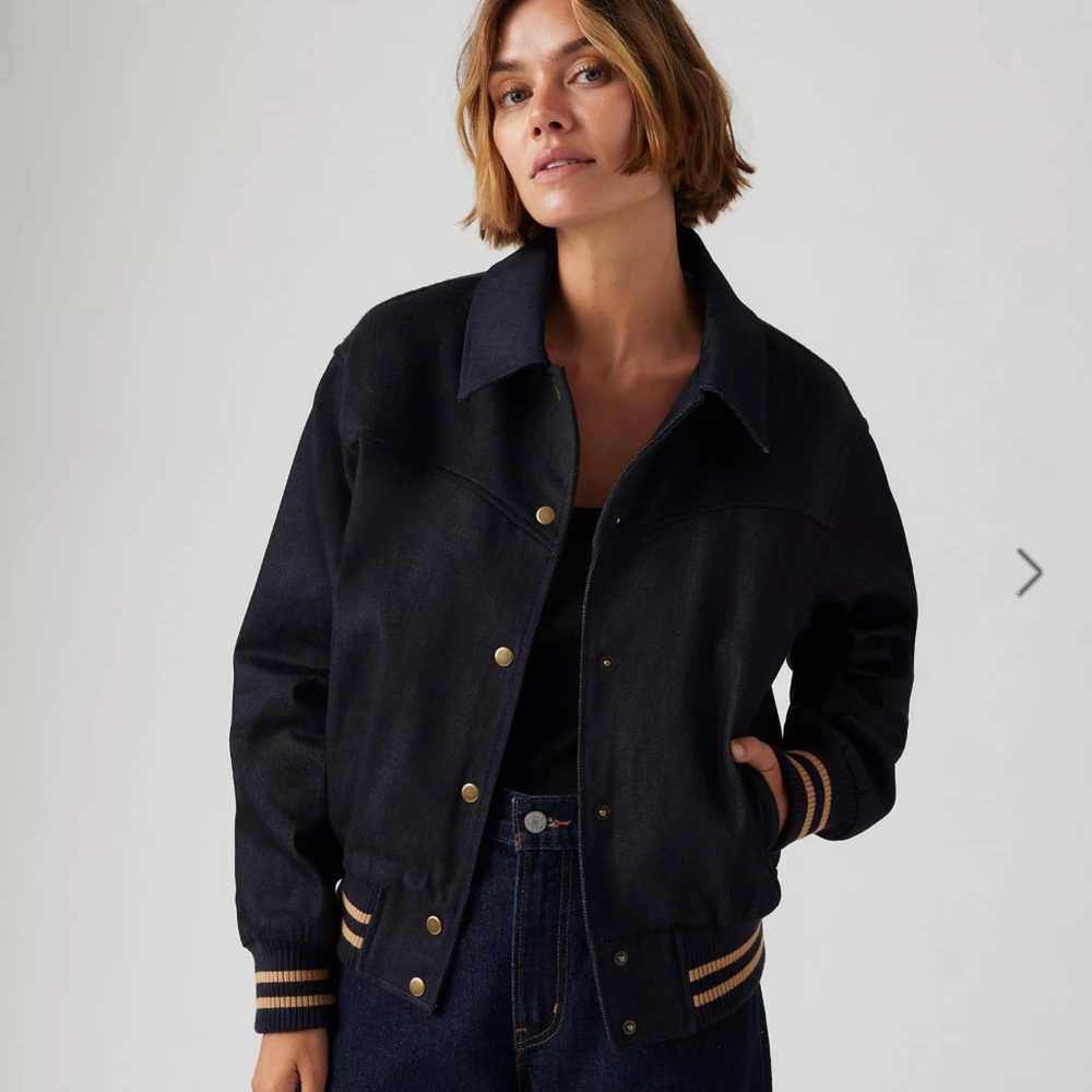 Levi's Black Varsity Jacket with Gold Accents